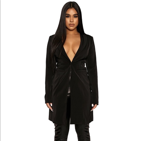NAKED WARDROBE BLACK MID-LENGTH BLAZER